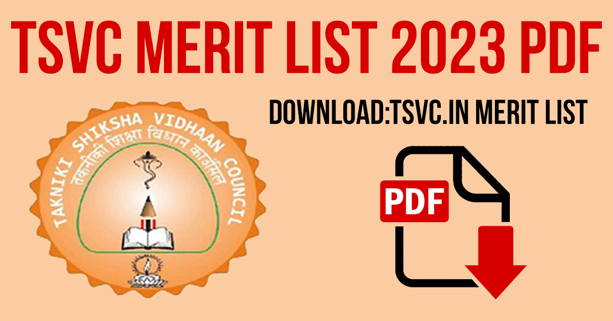 TSVC Merit List 2023 PDF Download